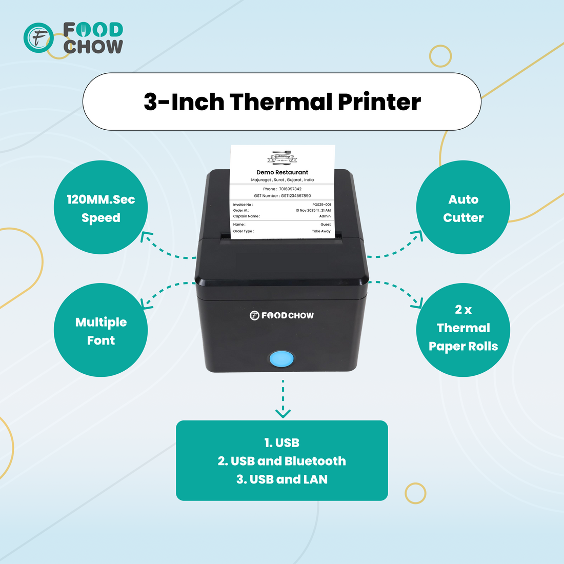 Best 3-Inch POS Billing System in Ahmedabad 2025 with FoodChow Auto-Cutter Thermal Printer