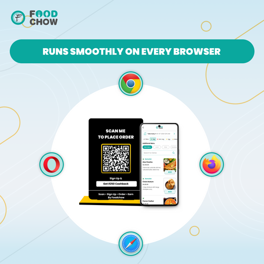 FoodChow QR ordering standee on all devices and browsers