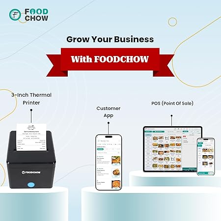 3-Inch USB + Bluetooth POS Printer with Auto Cutter + 1-Year Free Restaurant Software | QR Menu, Website, 2 Rolls | Billing Machine, Cash Drawer, Digital Menu
