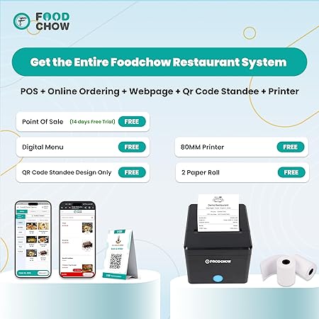 3-Inch USB + Ethernet POS Printer with Auto Cutter + 1-Year Free Restaurant Software | QR Menu, Website, 2 Rolls | Billing Machine, Cash Drawer, Digital Menu