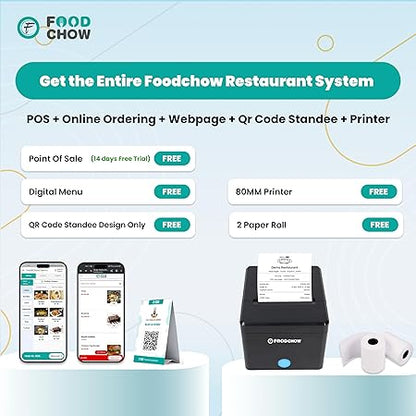 3-Inch USB + Ethernet POS Printer with Auto Cutter + 1-Year Free Restaurant Software | QR Menu, Website, 2 Rolls | Billing Machine, Cash Drawer, Digital Menu