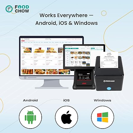 3-Inch USB + Bluetooth POS Printer with Auto Cutter + 1-Year Free Restaurant Software | QR Menu, Website, 2 Rolls | Billing Machine, Cash Drawer, Digital Menu